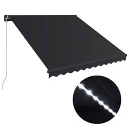 Berkfield Home Manual Retractable Awning with LED 300x250 cm Anthracite in Black - thumbnail 3