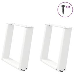 Berkfield Home Coffee Table Legs U-Shaped 2 pcs White 50x(42-43) cm Steel - thumbnail 1