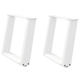 Berkfield Home Coffee Table Legs U-Shaped 2 pcs White 50x(42-43) cm Steel - thumbnail 2