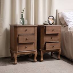 Melody Maison Pair Of 2 Dark Wood 3 Drawer Bedside Tables - Ashwell Range in Dark Brown - thumbnail 6