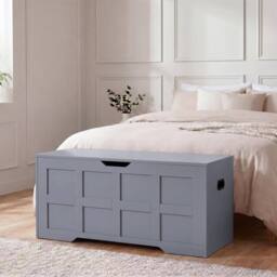 Kelvenix Large, Grey Wooden Storage Ottoman Bench Box - Size: 0.6m2 - thumbnail 5