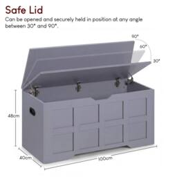 Kelvenix Large, Grey Wooden Storage Ottoman Bench Box - Size: 0.6m2 - thumbnail 2