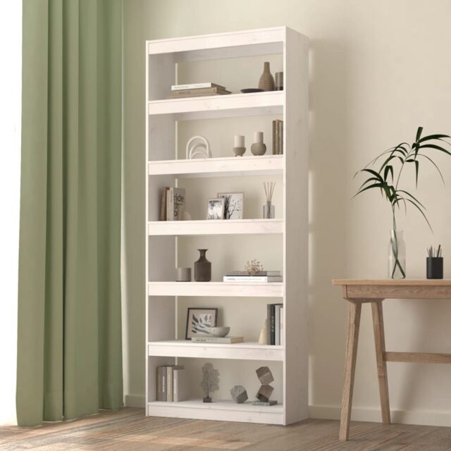 Berkfield Home Book Cabinet/Room Divider White 80x30x199.5 cm Solid Wood Pine - image 1