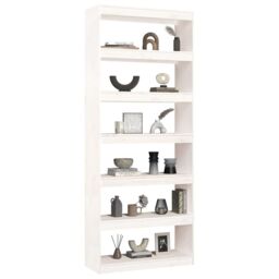 Berkfield Home Book Cabinet/Room Divider White 80x30x199.5 cm Solid Wood Pine - thumbnail 4