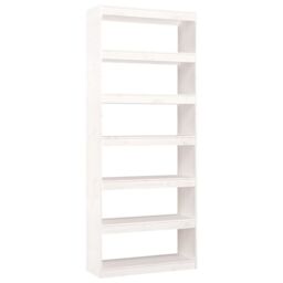 Berkfield Home Book Cabinet/Room Divider White 80x30x199.5 cm Solid Wood Pine - thumbnail 2