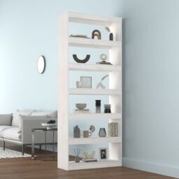 Berkfield Home Book Cabinet/Room Divider White 80x30x199.5 cm Solid Wood Pine - thumbnail 3