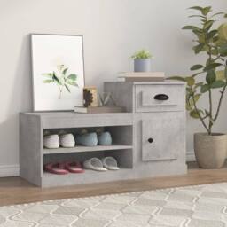 Berkfield Home Shoe Cabinet Concrete Grey 100x42x60 cm Engineered Wood - Size: 100 x 42 x 60 cm - thumbnail 2