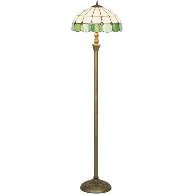 HOMCOM Tiffany-Style Floor Lamp with Glass Shade, Bronze Tone & Green - Size: Large - image 1