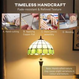 HOMCOM Tiffany-Style Floor Lamp with Glass Shade, Bronze Tone & Green - Size: Large - thumbnail 5
