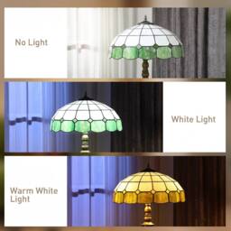 HOMCOM Tiffany-Style Floor Lamp with Glass Shade, Bronze Tone & Green - Size: Large - thumbnail 6