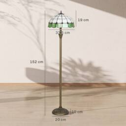 HOMCOM Tiffany-Style Floor Lamp with Glass Shade, Bronze Tone & Green - Size: Large - thumbnail 3