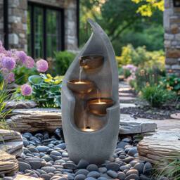 Charles Bentley Tiber Cascading Water Feature - Mains Powered in Grey - thumbnail 1