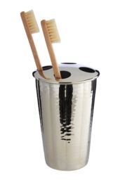 Orsina Hammered Bathroom Nickel Finish Toothbrush Holder in Silver - thumbnail 3