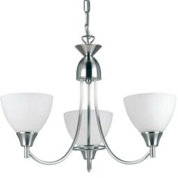 Loops Hanging Ceiling Pendant Light SATIN CHROME 3x Shade Lamp Bulb Holder Fitting