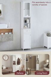 Home Discount Bath Vida Priano Mirrored 2 Door 1 Drawer With Shelves Tall Cabinet Bathroom Storage 1900 x 400 x 300 mm in White - thumbnail 7