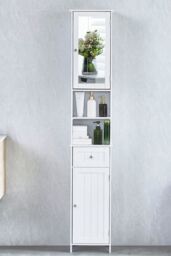 Home Discount Bath Vida Priano Mirrored 2 Door 1 Drawer With Shelves Tall Cabinet Bathroom Storage 1900 x 400 x 300 mm in White - thumbnail 5