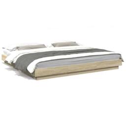 Berkfield Home Bed Frame with LED Lights without Mattress Sonoma Oak 180x200cm in Light Tan - Size: Super King - thumbnail 1