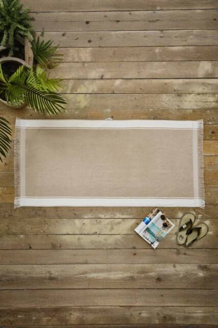 Deyongs Shoreline Stripe Beach Towel Stone 80x165cm 400gsm - Size: 80x165 cm - image 1