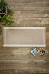 Deyongs Shoreline Stripe Beach Towel Stone 80x165cm 400gsm - Size: 80x165 cm
