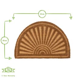 Nicola Spring Half Moon Coir Door Mat Set - 60 x 40cm - Embossed in Brown - Size: 40 cm x 60 cm - thumbnail 3