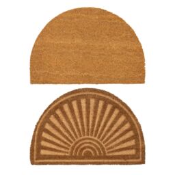 Nicola Spring Half Moon Coir Door Mat Set - 60 x 40cm - Embossed in Brown - Size: 40 cm x 60 cm - thumbnail 1