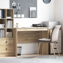 Berkfield Home Writing Desk Sonoma oak MDF with Sonoma oak veneer 100 x 50 x 76 cm in Brown