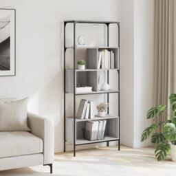 Berkfield Home Bookcase 5-Tier Grey Sonoma 76x33x188.5 cm Engineered Wood - thumbnail 3