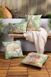 Evans Lichfield Grove Hare Water & UV Resistant Outdoor Cushion in Olive - Size: 43 cm x 43 cm - thumbnail 4