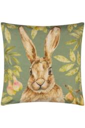 Evans Lichfield Grove Hare Water & UV Resistant Outdoor Cushion in Olive - Size: 43 cm x 43 cm - thumbnail 1