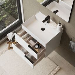 Banyetti Celtic 600mm Wall Hung Bathroom Vanity Unit with Veneto 1 TH Basin - Gloss White - thumbnail 8