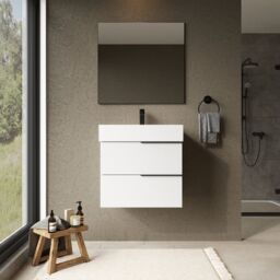 Banyetti Celtic 600mm Wall Hung Bathroom Vanity Unit with Veneto 1 TH Basin - Gloss White