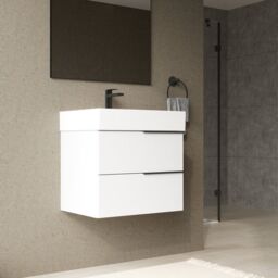 Banyetti Celtic 600mm Wall Hung Bathroom Vanity Unit with Veneto 1 TH Basin - Gloss White - thumbnail 3