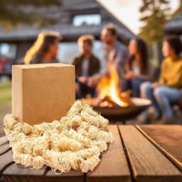 BARGAINS-GALORE 400 Pack Natural Firelighters Quick Wood Wax Wool Flame Fire Lighters - thumbnail 3