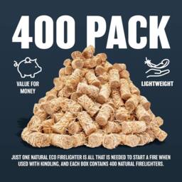 BARGAINS-GALORE 400 Pack Natural Firelighters Quick Wood Wax Wool Flame Fire Lighters - thumbnail 7