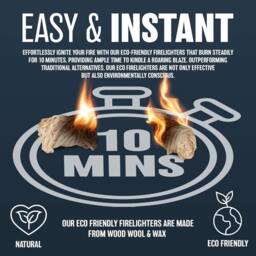BARGAINS-GALORE 400 Pack Natural Firelighters Quick Wood Wax Wool Flame Fire Lighters - thumbnail 6