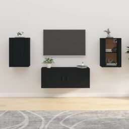 Berkfield Home Wall Mounted TV Cabinets 2 pcs Black 40x34.5x60 cm - thumbnail 1