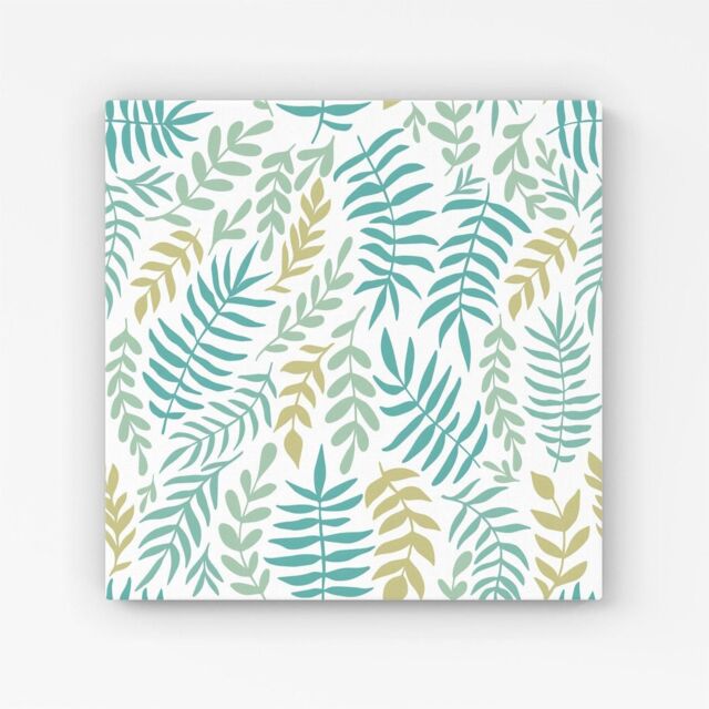 Warren Reed - Designer Multicolor Leafs & Branches Canvas in Green - Size: w10 inch x h10 inch - image 1