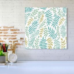 Warren Reed - Designer Multicolor Leafs & Branches Canvas in Green - Size: w10 inch x h10 inch - thumbnail 2