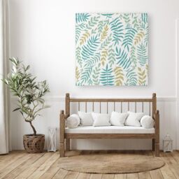 Warren Reed - Designer Multicolor Leafs & Branches Canvas in Green - Size: w10 inch x h10 inch - thumbnail 3