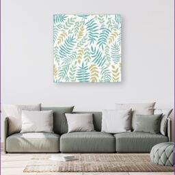 Warren Reed - Designer Multicolor Leafs & Branches Canvas in Green - Size: w10 inch x h10 inch - thumbnail 4