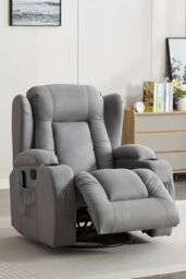 More4Homes Caesar Grey Technology Fabric Manual Recliner Rocking Swivel Heat & Massage Chair - thumbnail 6