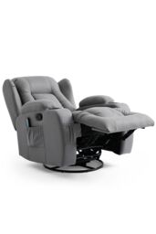 More4Homes Caesar Grey Technology Fabric Manual Recliner Rocking Swivel Heat & Massage Chair - thumbnail 3