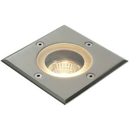 Loops IP65 Outdoor LED Ground Light GU10 Bulb Square Steel Flush Walk Over Floor Lamp in Metallics - thumbnail 1