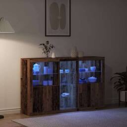 Berkfield Home Sideboard with LED Lights Old Wood 162x37x100 cm Engineered Wood in Brown - Size: 162 x 37 x 100 cm - thumbnail 5