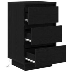 Berkfield Home Bedside Cabinet with LED Lights¬†Black 38x34x65 cm in Black - Size: 38 x 34 x 65 cm - thumbnail 6