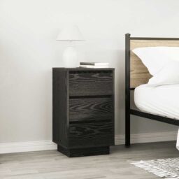 Berkfield Home Bedside Cabinet with LED Lights¬†Black 38x34x65 cm in Black - Size: 38 x 34 x 65 cm - thumbnail 4