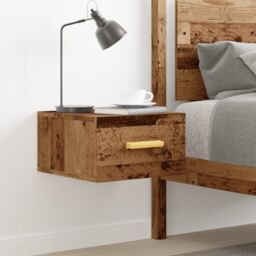 Berkfield Home Wall-mounted Bedside Cabinet Old Wood 35x35x20 cm in Brown - Size: 35 x 35 x 20 cm - thumbnail 3