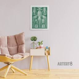 "Artery8 Cubomedusae Jellyfish Species Haeckel Botanical Canvas Wall Art in Green - Size: W18"" x H24""" - thumbnail 3