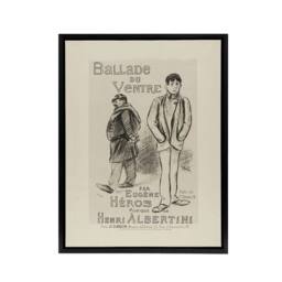 "Artery8 Ballade du Ventre Theatre Poster Steinlen Black Framed Canvas Wall Art in Beige - Size: W12"" x H16""" - thumbnail 1