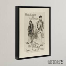 "Artery8 Ballade du Ventre Theatre Poster Steinlen Black Framed Canvas Wall Art in Beige - Size: W12"" x H16""" - thumbnail 2